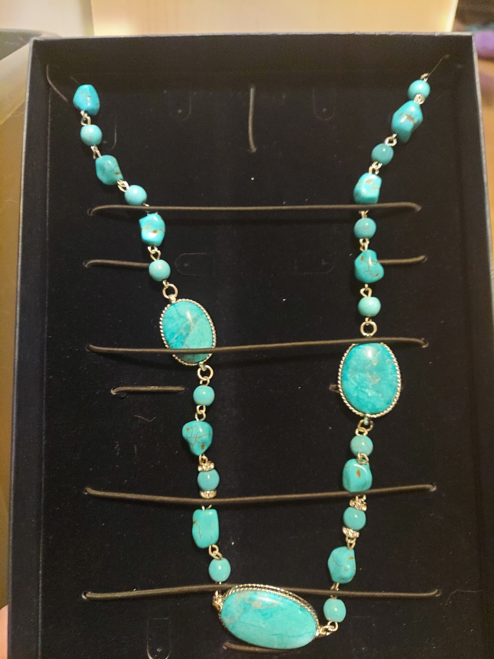 Stauer Turquoise Beaded Necklace with Oval Stone Accents - Blue - Picture 6 of 13